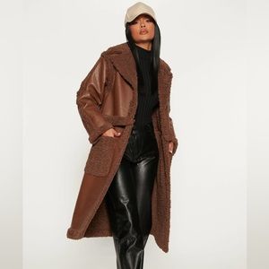 4 in 1 faux leather & fur Coat